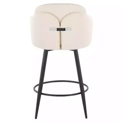 Kirklands Home Cream Faux Leather Swivel Counter Stools, Set of 2 White