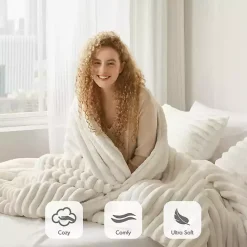 New Kirklands Home Cream Fluffy Ribbed 2-pc. Twin Comforter Set Ivory