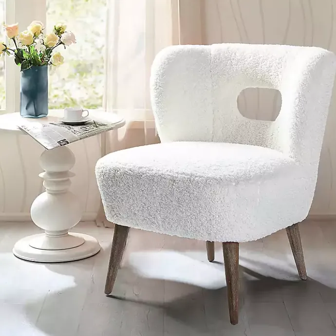 Discount Kirklands Home Cream Fluffy Wingback Accent Chair White