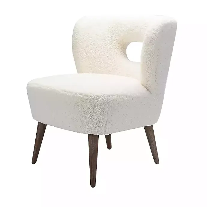 Discount Kirklands Home Cream Fluffy Wingback Accent Chair White