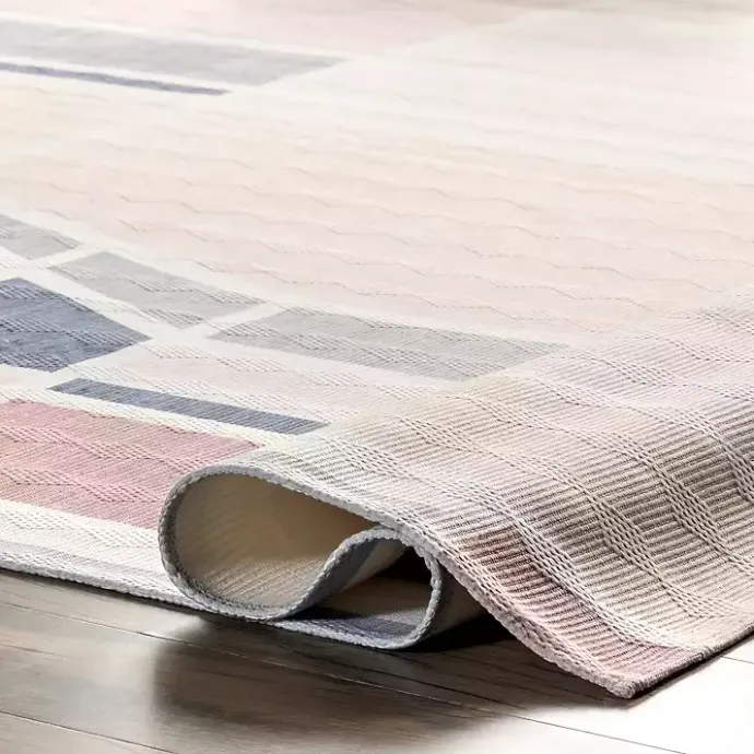 Sale Kirklands Home Cream Geometric Shapes Washable Area Rug, 8x10