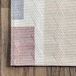 Sale Kirklands Home Cream Geometric Shapes Washable Area Rug, 8x10