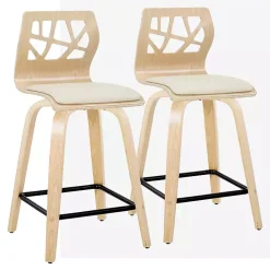 Hot Kirklands Home Cream Golia Swivel Counter Stools, Set of 2 Ivory