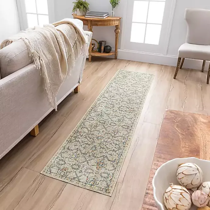 Sale Kirklands Home Cream Granary Floral Runner, 2x10 Ivory