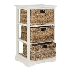 Kirklands Home Cream Hailey Wicker Basket Storage Accent Table Ivory
