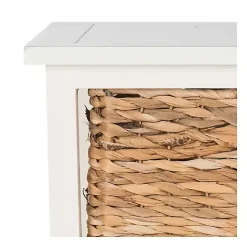 Kirklands Home Cream Hailey Wicker Basket Storage Accent Table Ivory
