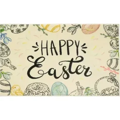 Kirklands Home Cream Happy Easter Scatter Rug, 30x50 Multi