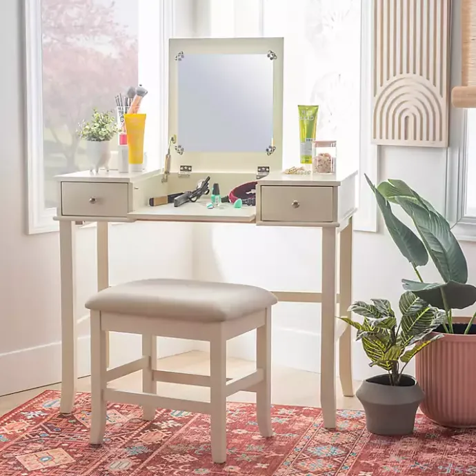 Hot Kirklands Home Cream Jennifer Flip-Top 2-pc. Vanity Set White