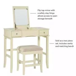 Hot Kirklands Home Cream Jennifer Flip-Top 2-pc. Vanity Set White