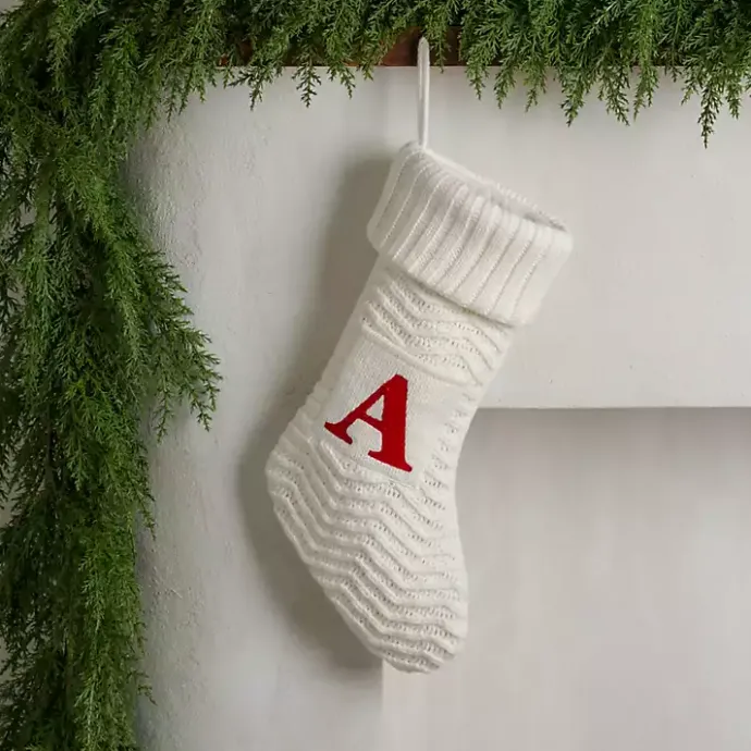 Outlet Kirklands Home Cream Knit Monogram A Christmas Stocking