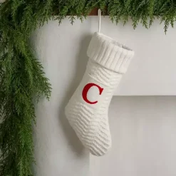New Kirklands Home Cream Knit Monogram C Christmas Stocking