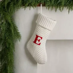 Online Kirklands Home Cream Knit Monogram E Christmas Stocking