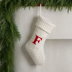 Online Kirklands Home Cream Knit Monogram F Christmas Stocking