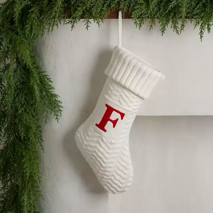 Online Kirklands Home Cream Knit Monogram F Christmas Stocking