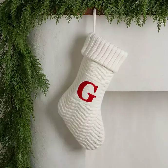 Discount Kirklands Home Cream Knit Monogram G Christmas Stocking