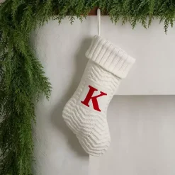 Discount Kirklands Home Cream Knit Monogram K Christmas Stocking
