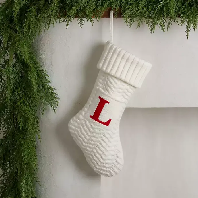 Clearance Kirklands Home Cream Knit Monogram L Christmas Stocking