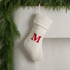 Clearance Kirklands Home Cream Knit Monogram M Christmas Stocking