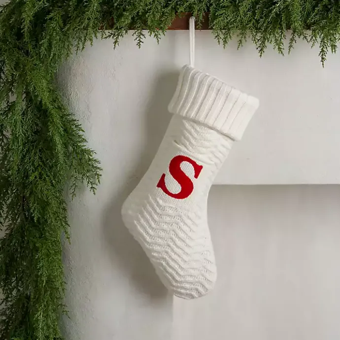 Discount Kirklands Home Cream Knit Monogram S Christmas Stocking