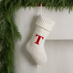 Best Kirklands Home Cream Knit Monogram T Christmas Stocking