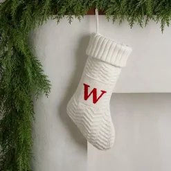 New Kirklands Home Cream Knit Monogram W Christmas Stocking