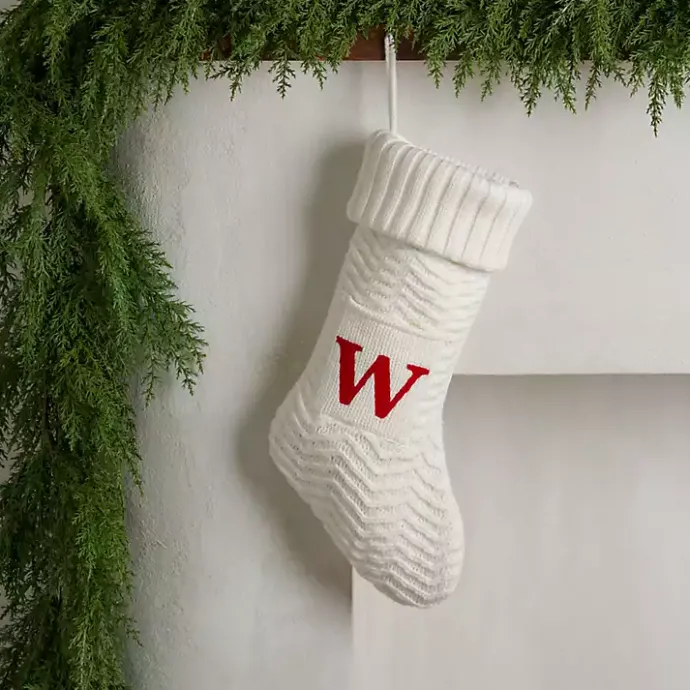New Kirklands Home Cream Knit Monogram W Christmas Stocking