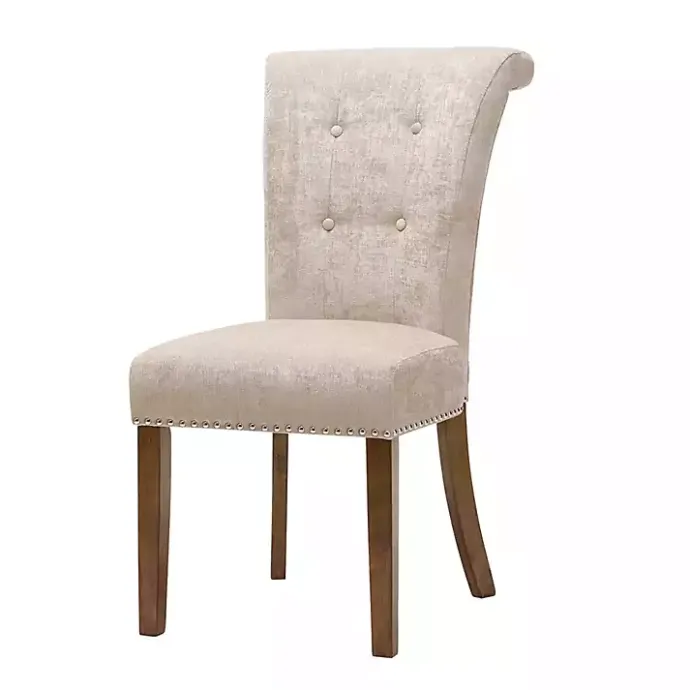 Hot Kirklands Home Cream Linen Rolled Back Dining Chairs, Set of 2 Ivory