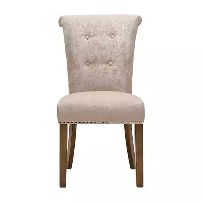Hot Kirklands Home Cream Linen Rolled Back Dining Chairs, Set of 2 Ivory