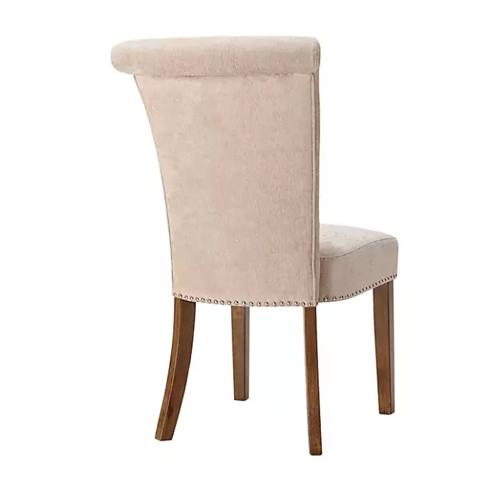Hot Kirklands Home Cream Linen Rolled Back Dining Chairs, Set of 2 Ivory