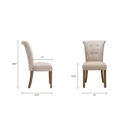 Hot Kirklands Home Cream Linen Rolled Back Dining Chairs, Set of 2 Ivory