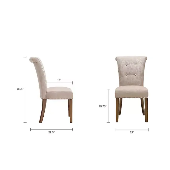 Hot Kirklands Home Cream Linen Rolled Back Dining Chairs, Set of 2 Ivory