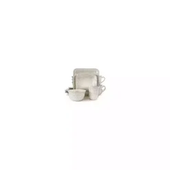 Discount Kirklands Home Cream Lotus Pattern 16-pc. Square Dinnerware Set Ivory