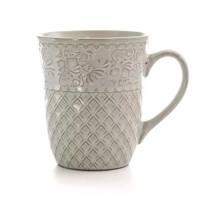 Discount Kirklands Home Cream Lotus Pattern 16-pc. Square Dinnerware Set Ivory