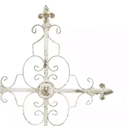 Discount Kirklands Home Cream Metal Ornate Cross Tabletop Sculpture White