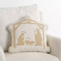 Outlet Kirklands Home Cream Nativity Christmas Pillow