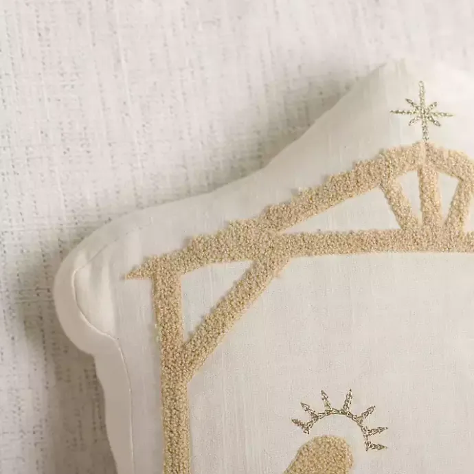 Outlet Kirklands Home Cream Nativity Christmas Pillow