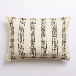 New Kirklands Home Cream Plaid Lumbar Christmas Pillow White
