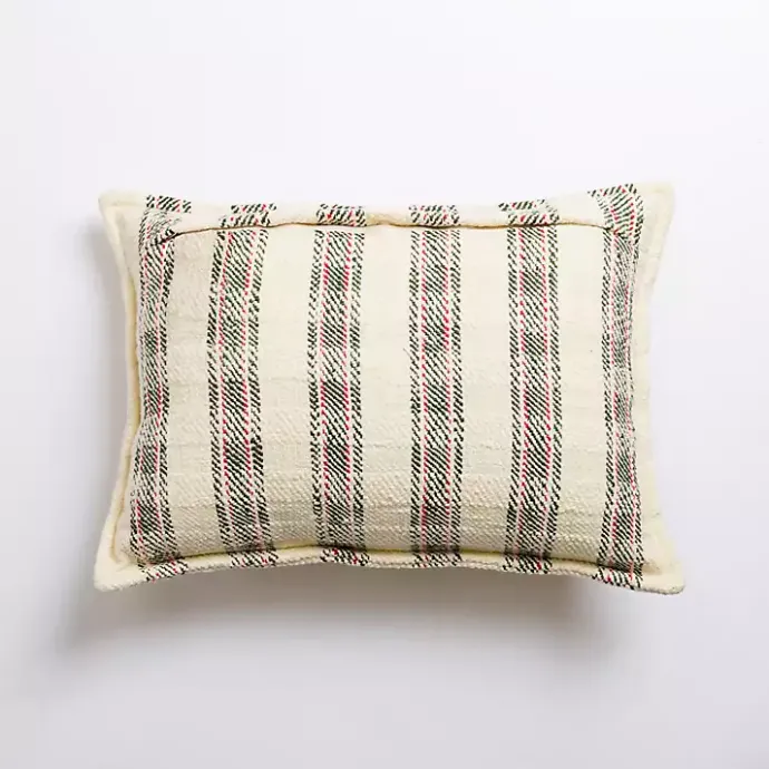 New Kirklands Home Cream Plaid Lumbar Christmas Pillow White