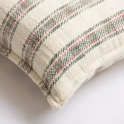 New Kirklands Home Cream Plaid Lumbar Christmas Pillow White