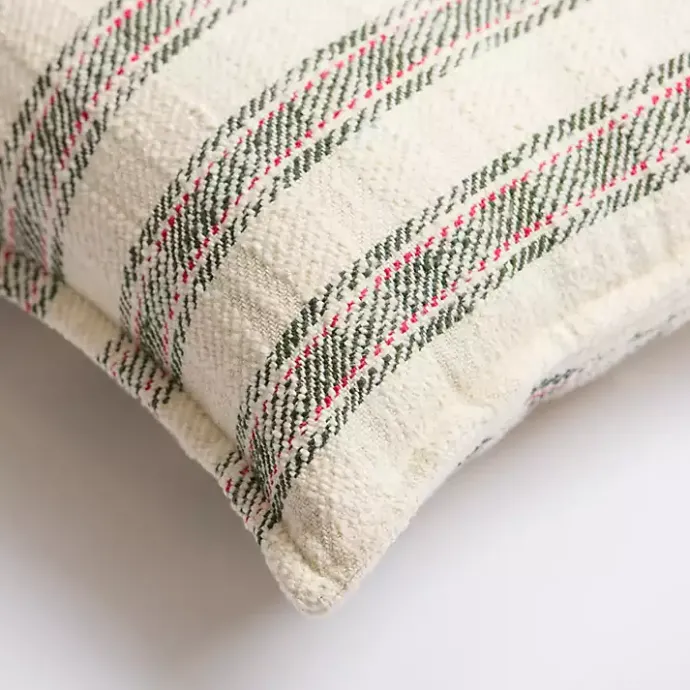 New Kirklands Home Cream Plaid Lumbar Christmas Pillow White
