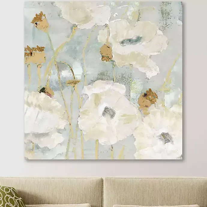 Kirklands Home Cream Poppies in the Wind Giclee Canvas Art Print