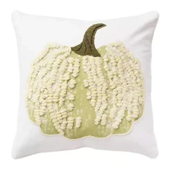 Clearance Kirklands Home Cream Pumpkin with Stem Harvest Throw Pillow Ivory