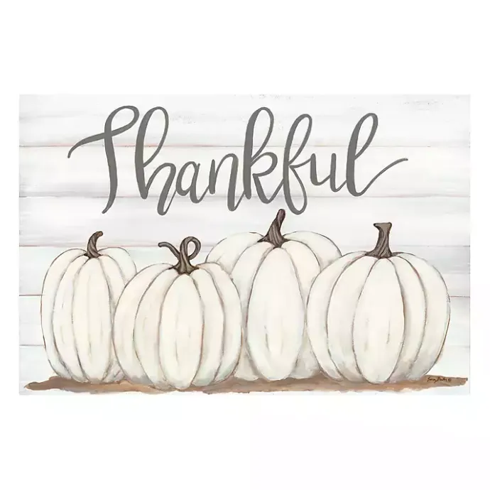 Outlet Kirklands Home Cream Pumpkins Thankful Canvas Art Print