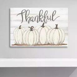 Outlet Kirklands Home Cream Pumpkins Thankful Canvas Art Print