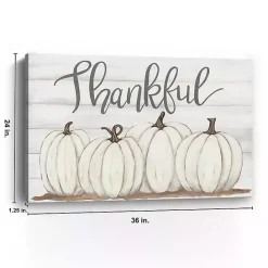 Outlet Kirklands Home Cream Pumpkins Thankful Canvas Art Print