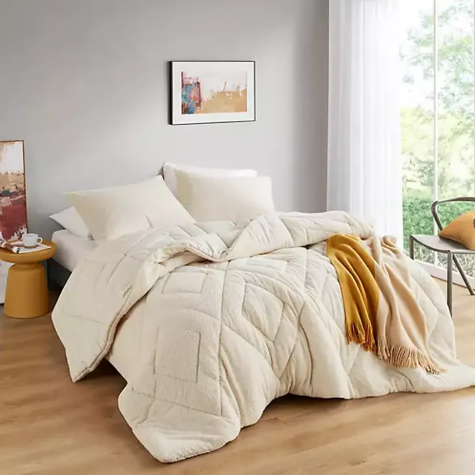 Sale Kirklands Home Cream Quilted Teddy 3-pc. Full/Queen Comforter Set Ivory