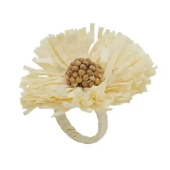Best Kirklands Home Cream Raffia Flower Napkin Rings, Set of 4 Ivory