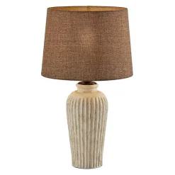 Clearance Kirklands Home Cream Ribbed Ceramic Shade Table Lamp Brown