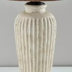 Clearance Kirklands Home Cream Ribbed Ceramic Shade Table Lamp Brown