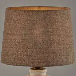 Clearance Kirklands Home Cream Ribbed Ceramic Shade Table Lamp Brown